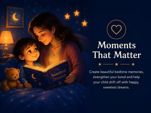 Moments to remember: a family sharing a bedtime story